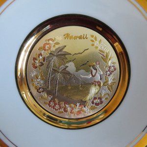 Art of Chokin 24K Ceramic Plate Hawaii 6" Dia. (165C)